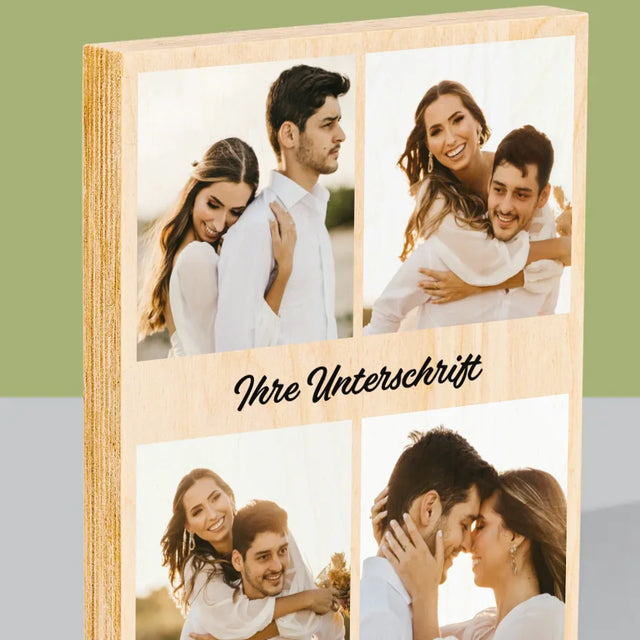 Fotocollage: 4 Fotos Und Unterschrift - Druck Auf Holz