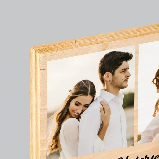 Fotocollage: 4 Fotos Und Unterschrift - Druck Auf Holz