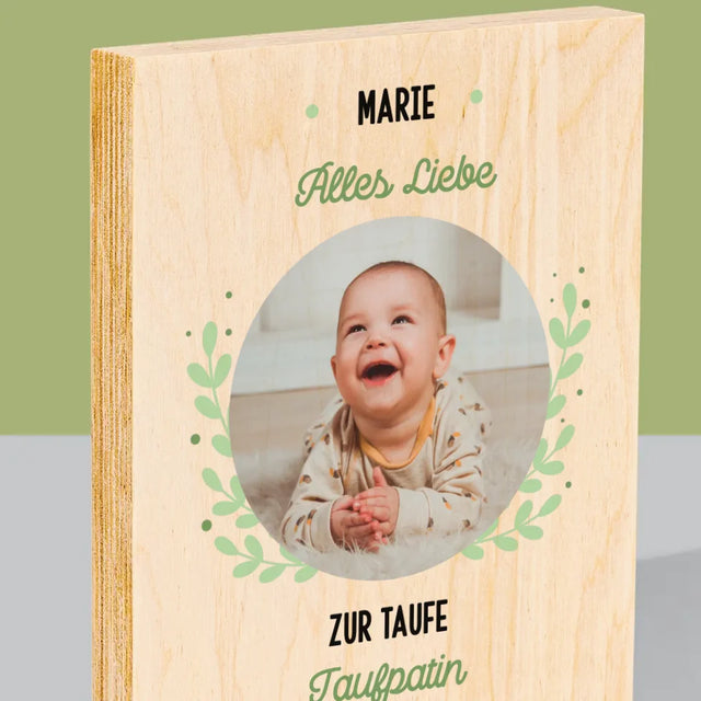 Foto Und Unterschrift: Zur Taufe - Druck Auf Holz