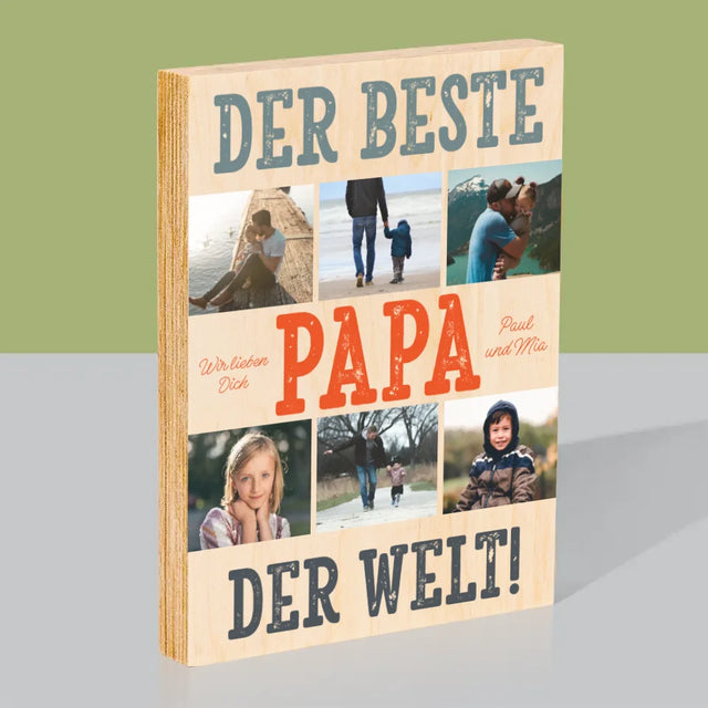 Fotocollage: Bester Papa Der Welt Fotos - Druck Auf Holz