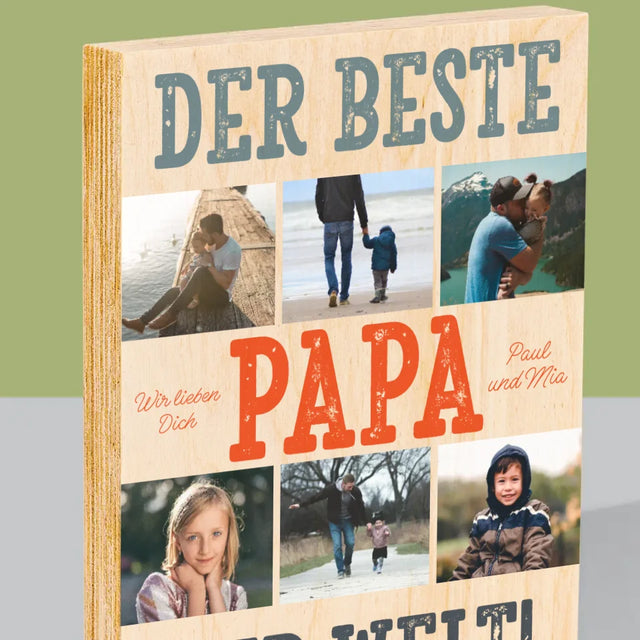 Fotocollage: Bester Papa Der Welt Fotos - Druck Auf Holz