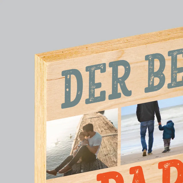 Fotocollage: Bester Papa Der Welt Fotos - Druck Auf Holz