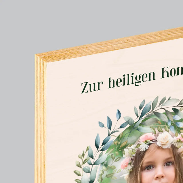 Foto Und Unterschrift: Zur Heiligen Kommunion - Druck Auf Holz