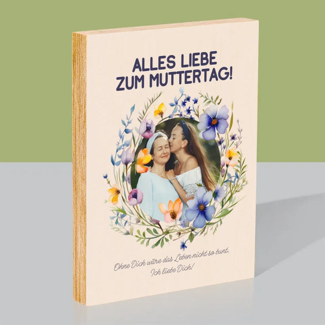 Foto Und Unterschrift: Alles Liebe Zum Muttertag - Druck Auf Holz