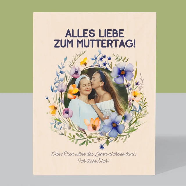 Foto Und Unterschrift: Alles Liebe Zum Muttertag - Druck Auf Holz