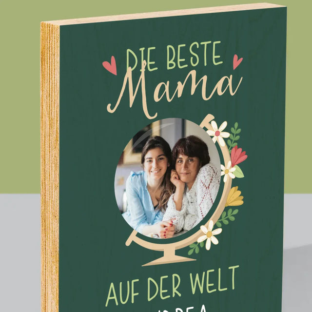 Foto Und Unterschrift: Beste Mama Welt - Druck Auf Holz