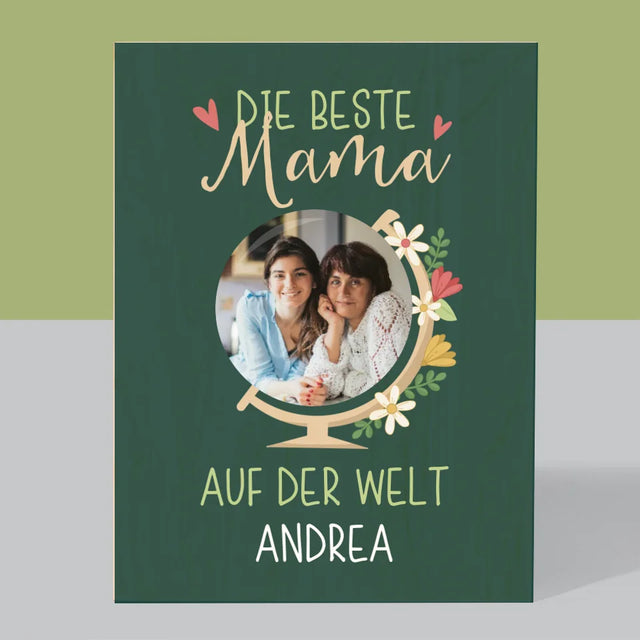 Foto Und Unterschrift: Beste Mama Welt - Druck Auf Holz