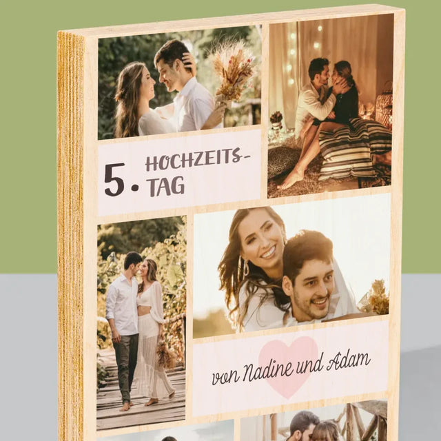 Fotocollage: 5. Hochzeitstag - Druck Auf Holz