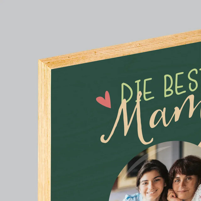 Foto Und Unterschrift: Beste Mama Welt - Druck Auf Holz