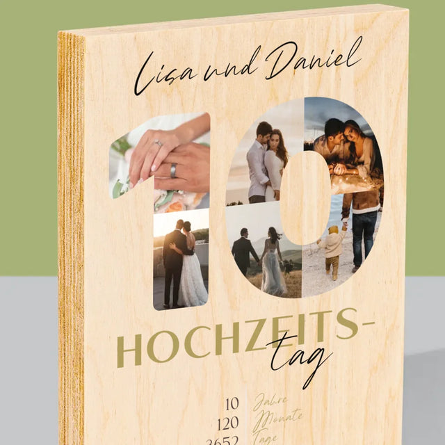 Buchstaben-Collage: 10. Hochzeitstag - Druck Auf Holz