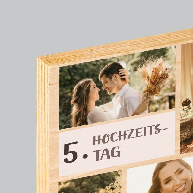 Fotocollage: 5. Hochzeitstag - Druck Auf Holz