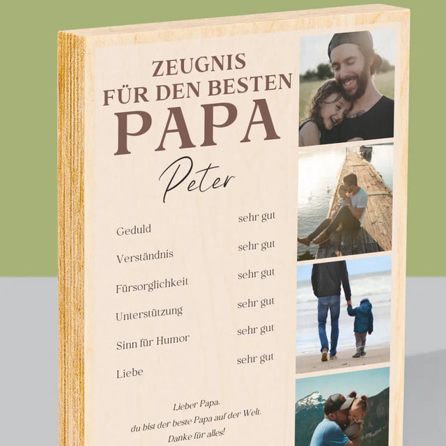 Fotocollage: Papa-Zeugnis - Druck Auf Holz