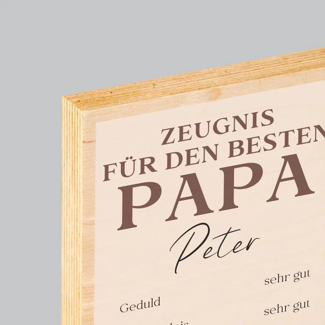 Fotocollage: Papa-Zeugnis - Druck Auf Holz