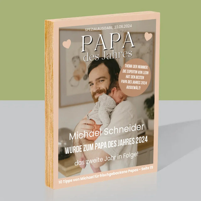 Magazin-Cover: Papa Des Jahres - Druck Auf Holz