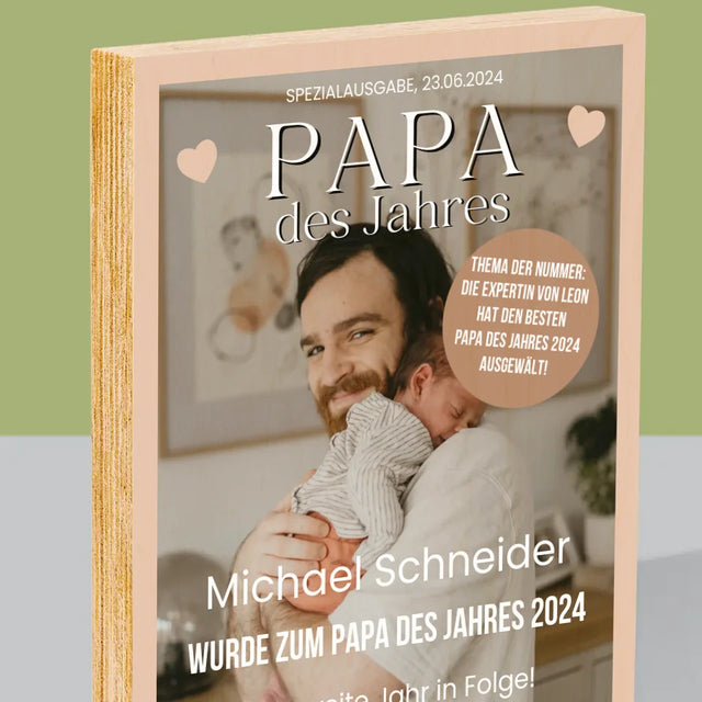 Magazin-Cover: Papa Des Jahres - Druck Auf Holz