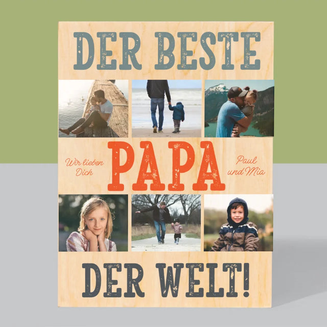 Fotocollage: Bester Papa Der Welt Fotos - Druck Auf Holz