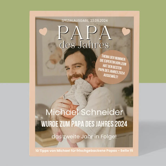 Magazin-Cover: Papa Des Jahres - Druck Auf Holz