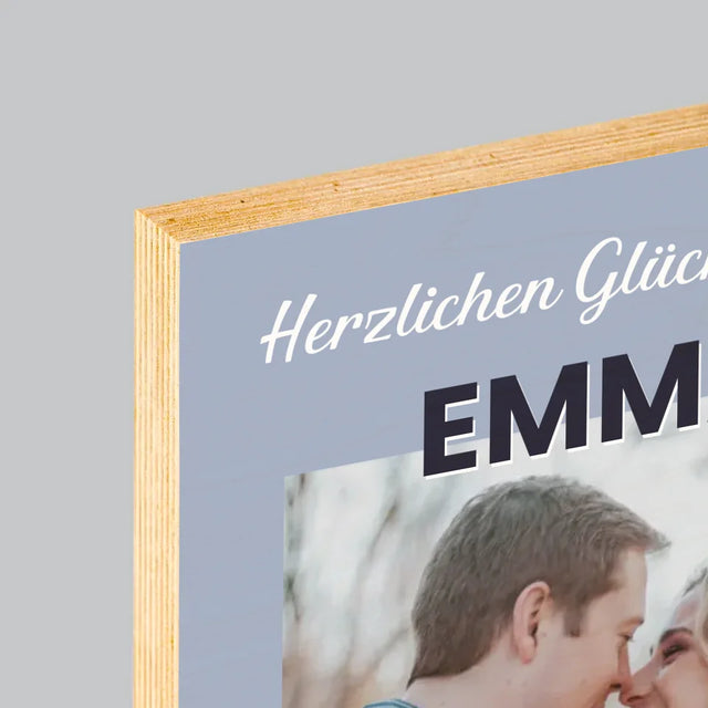 Foto Und Unterschrift: Glückwünsche Zur Hochzeit - Druck Auf Holz