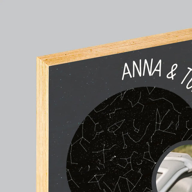 Sternkarte: Neuer Lebensweg Hochzeit - Druck Auf Holz