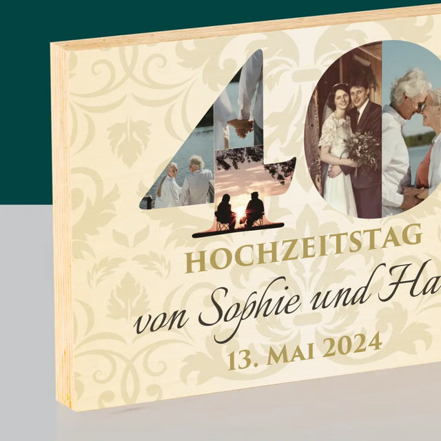 Buchstaben-Collage: 40. Hochzeitstag - Druck Auf Holz