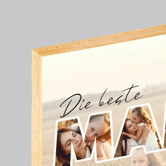 Buchstaben-Collage: Beste Mama Der Welt Fotos - Druck Auf Holz