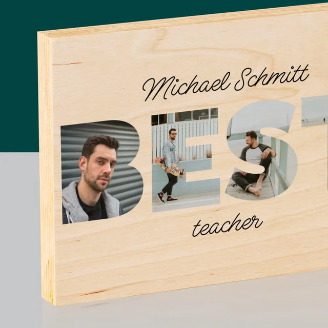 Buchstaben-Collage: Best Teacher - Druck Auf Holz
