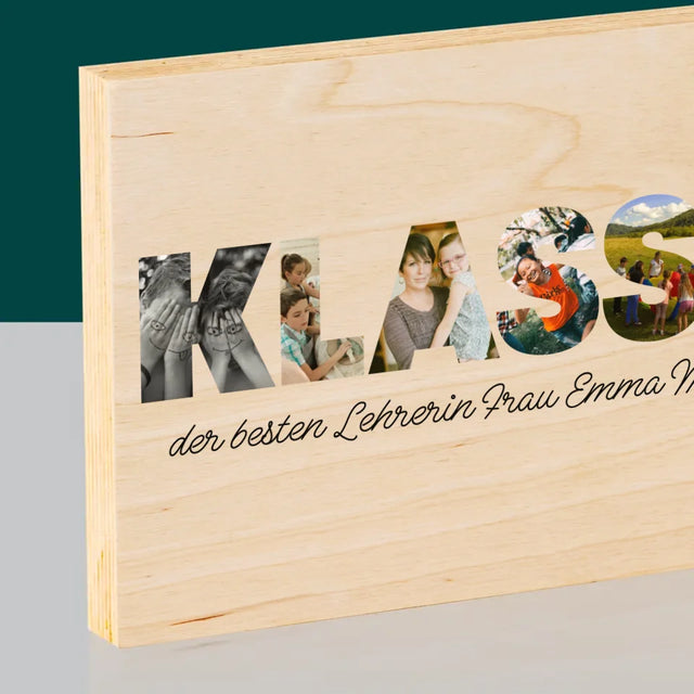 Buchstaben-Collage: Klasse - Druck Auf Holz