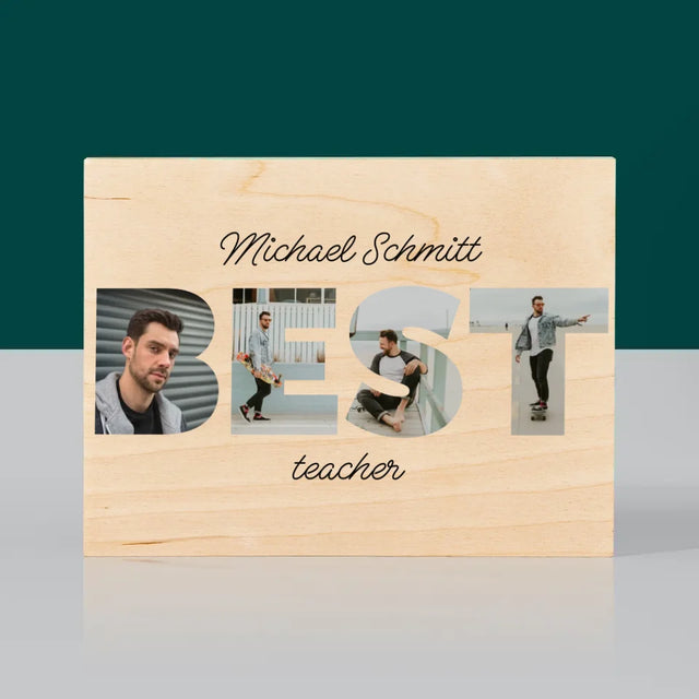 Buchstaben-Collage: Best Teacher - Druck Auf Holz