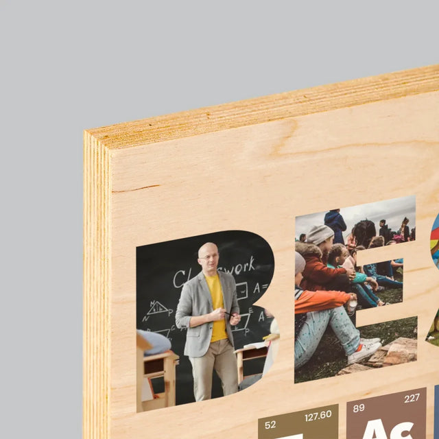 Buchstaben-Collage: Best Teacher Elemente - Druck Auf Holz