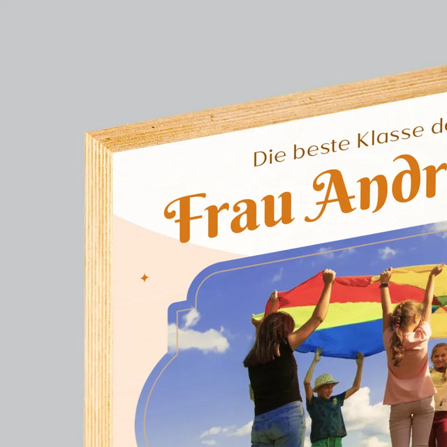 Foto Und Unterschrift: Beste Klasse - Druck Auf Holz