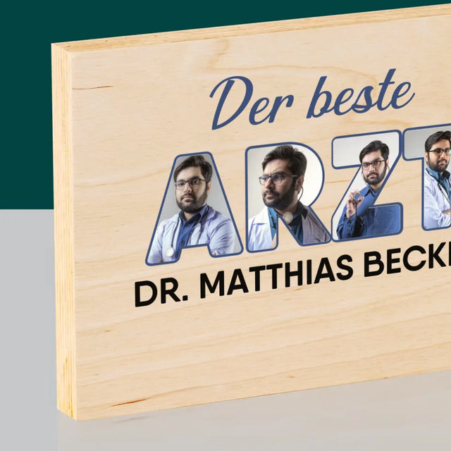 Buchstaben-Collage: Bester Arzt - Druck Auf Holz