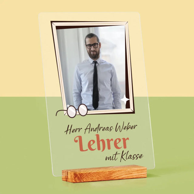 Foto Und Unterschrift: Lehrer Mit Klasse - Druck Auf Acrylglas