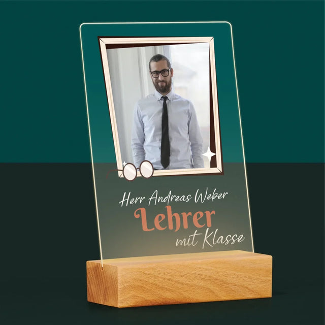 Foto Und Unterschrift: Lehrer Mit Klasse - Druck Auf Acrylglas