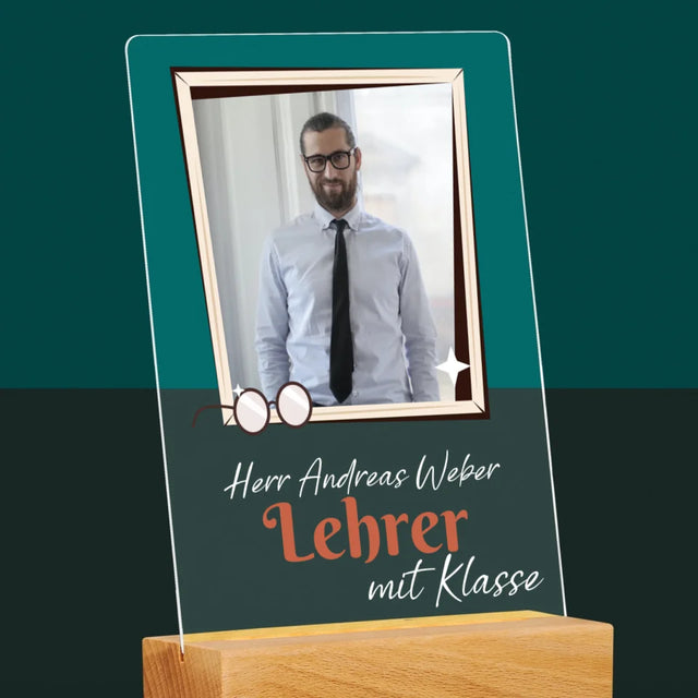 Foto Und Unterschrift: Lehrer Mit Klasse - Druck Auf Acrylglas