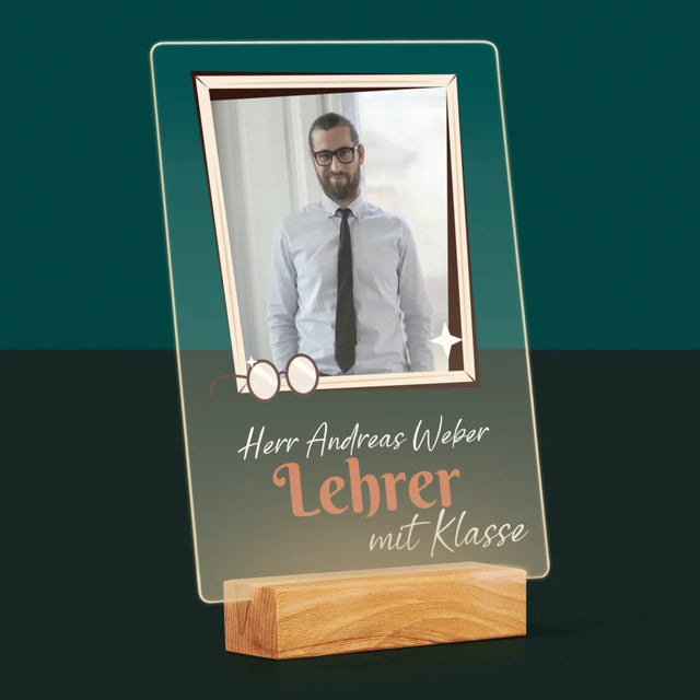 Foto Und Unterschrift: Lehrer Mit Klasse - Druck Auf Acrylglas