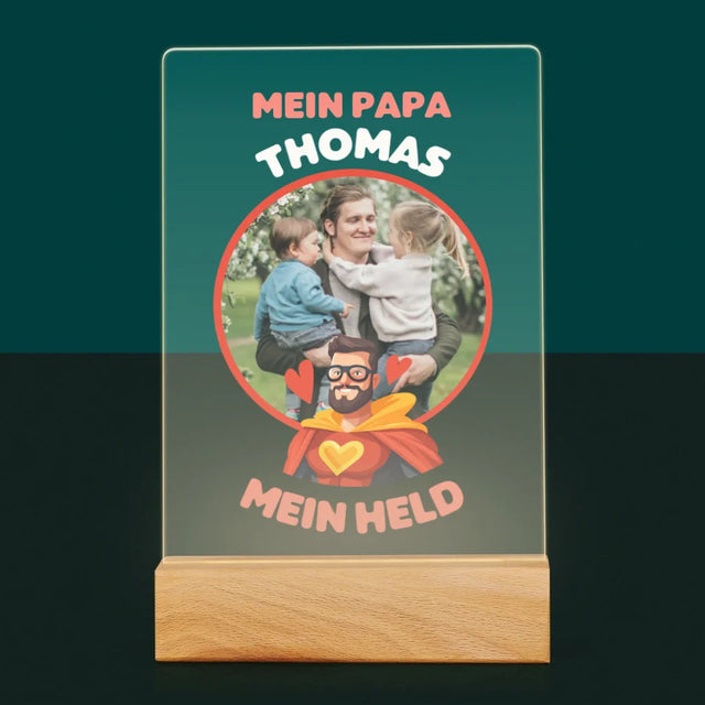 Foto Und Unterschrift: Papa, Mein Held - Druck Auf Acrylglas