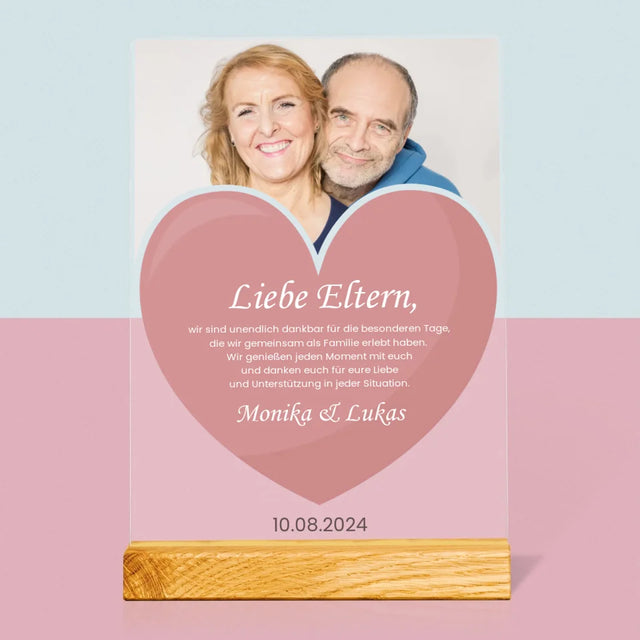 Foto Und Unterschrift: Liebe Eltern - Druck Auf Acrylglas