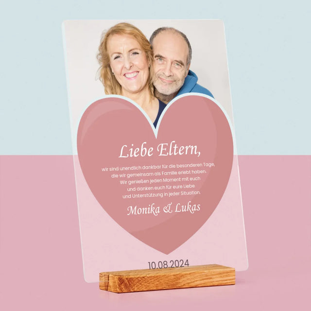 Foto Und Unterschrift: Liebe Eltern - Druck Auf Acrylglas