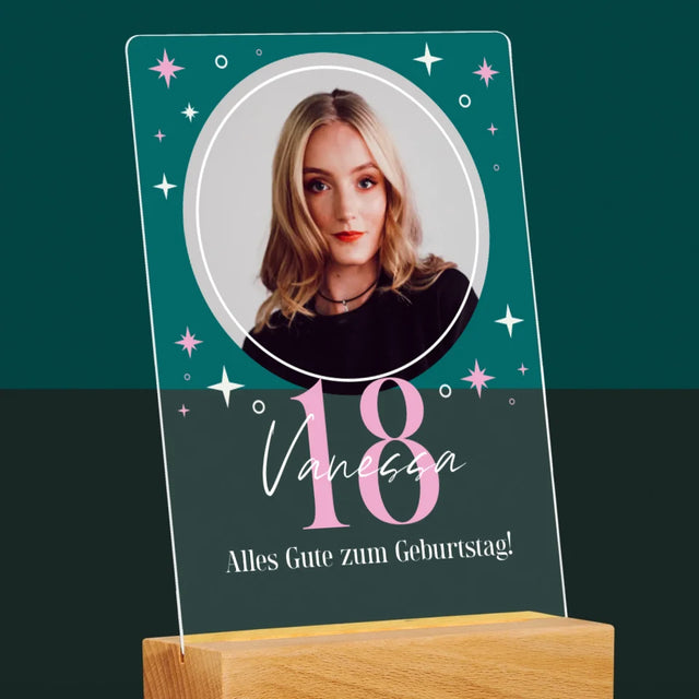 Foto Und Unterschrift: 18. Geburtstag Sterne - Druck Auf Acrylglas