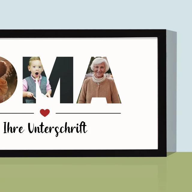 Buchstaben-Collage: Oma - Druck Mit Rahmen 20X40