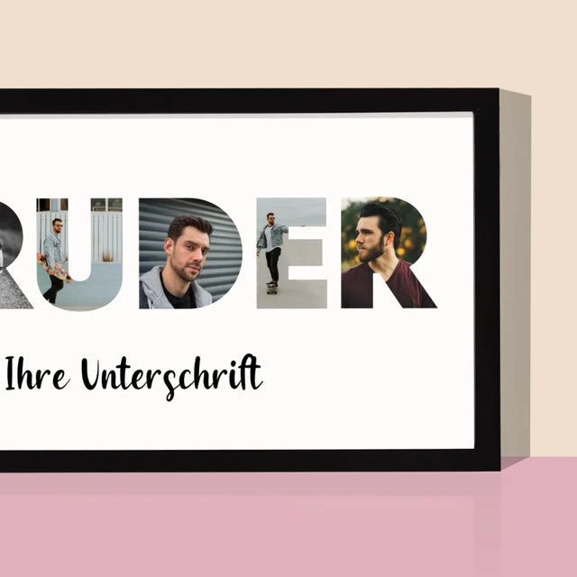 Buchstaben-Collage: Bruder - Druck Mit Rahmen 20X40