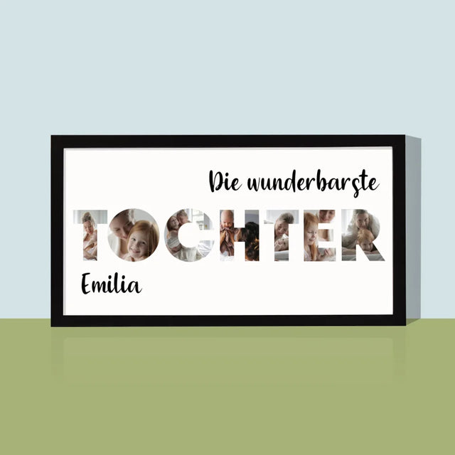 Buchstaben-Collage: Tochter - Druck Mit Rahmen 20X40