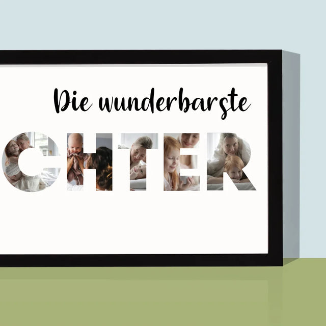 Buchstaben-Collage: Tochter - Druck Mit Rahmen 20X40