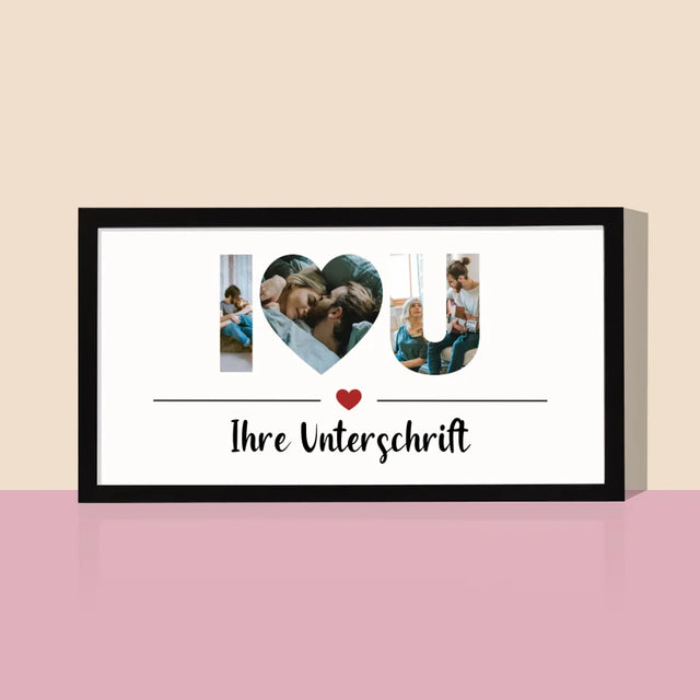 Buchstaben-Collage: I Love You - Druck Mit Rahmen 20X40