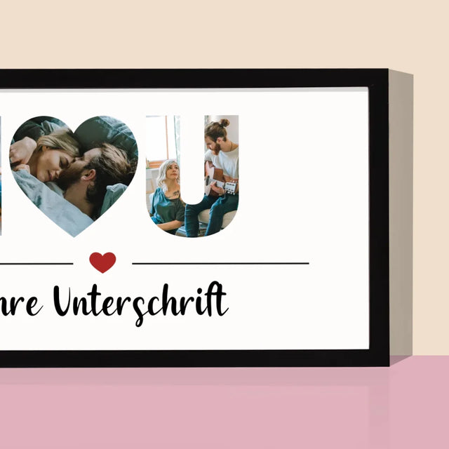 Buchstaben-Collage: I Love You - Druck Mit Rahmen 20X40