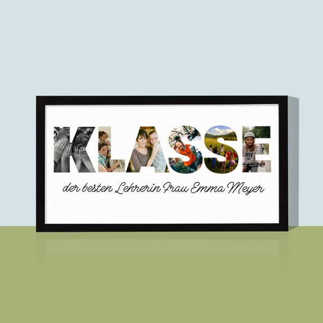Buchstaben-Collage: Klasse - Druck Mit Rahmen 20X40