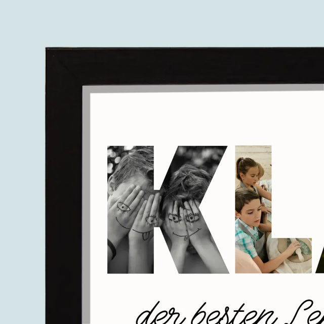 Buchstaben-Collage: Klasse - Druck Mit Rahmen 20X40