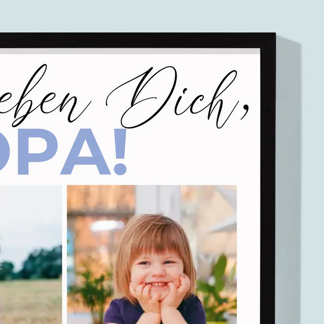 Fotocollage: Wir Lieben Dich, Opa! - Druck Mit Rahmen 30X40