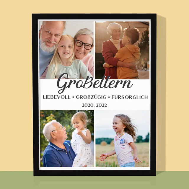 Fotocollage: Geliebte Großeltern - Druck Mit Rahmen 30X40