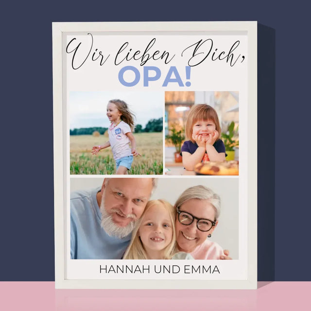 Fotocollage: Wir Lieben Dich, Opa! - Druck Mit Rahmen 30X40